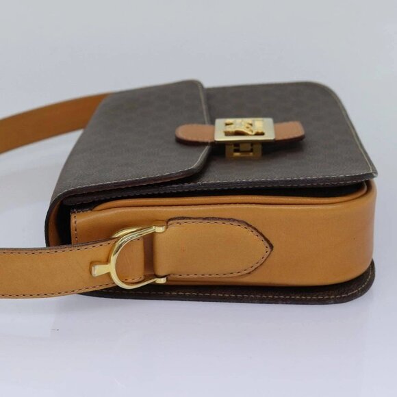 CELINE Macadam Canvas Shoulder Bag PVC Leather Brown Auth - Picture 3 of 16